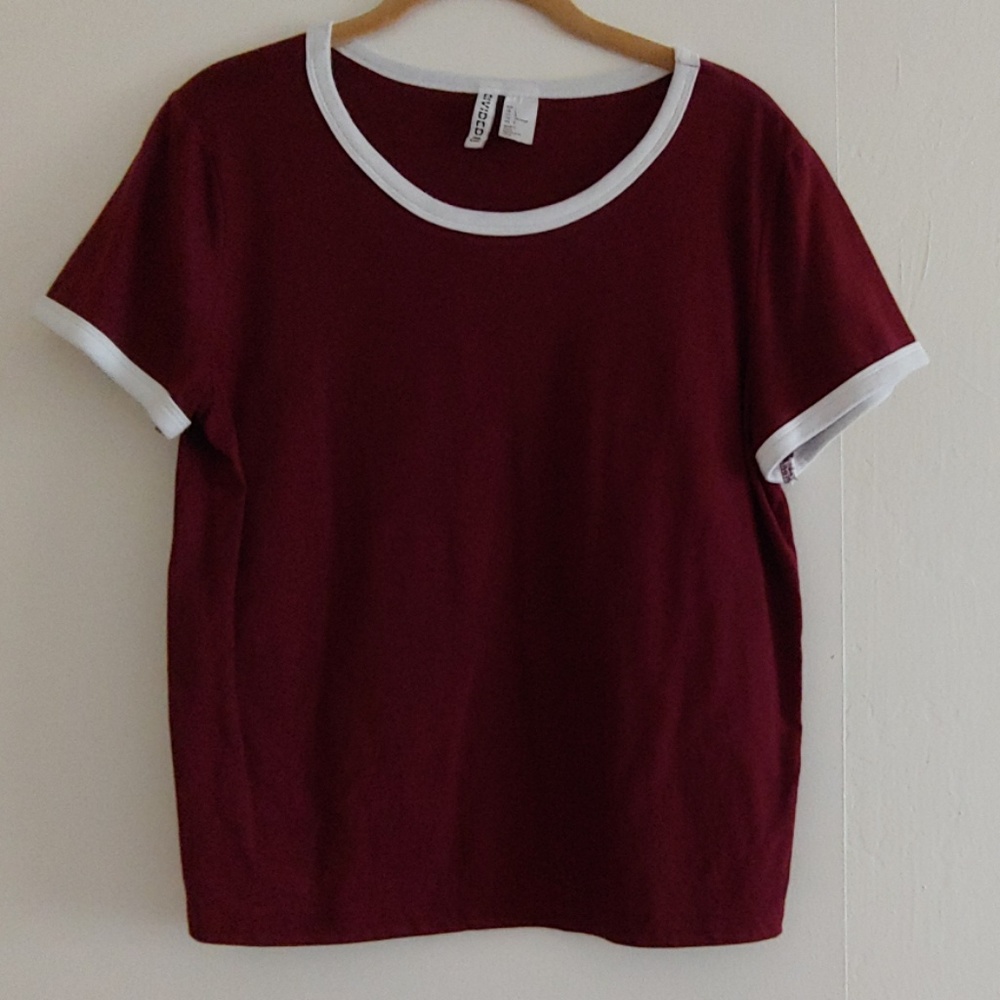 Divided Maroon Cropped Tee